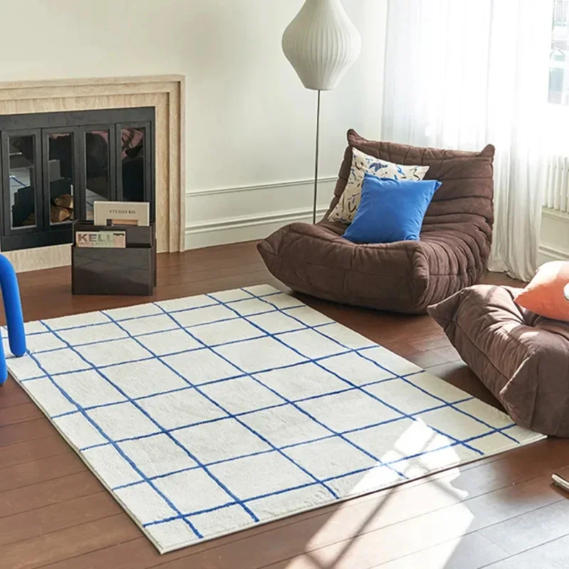 Living Room Bedroom Bedside Plush Cloakroom Large Size Plaid Carpet Home Decoration Modern Minimalism Area Rugs