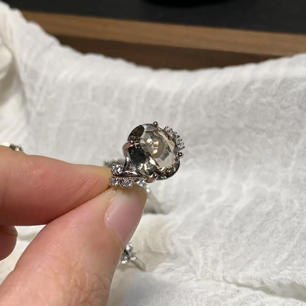 11MM Natural Smoky Quartz Ring Adjustable Female Ring Jewelry for Women Gift Wholesale High Quality Vintage Fine