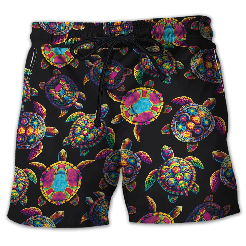 Animal Turtle 3D Printed Short Pants For Men Clothes Casual Hawaiian Sea Animal Beach Shorts Loggerheads Trunks Kids Trousers 4