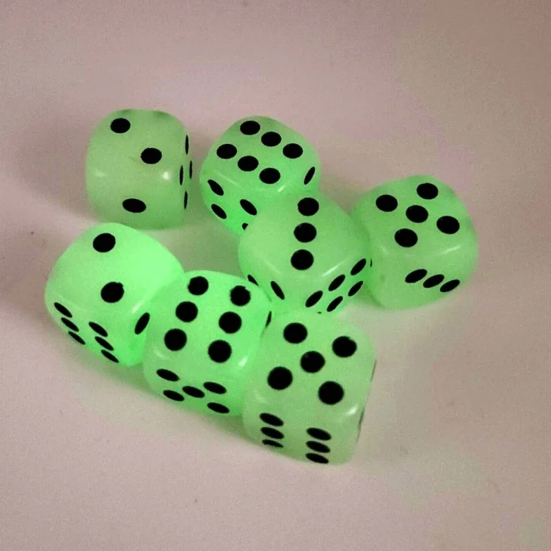 14mm Luminous Dice 6 Sided Glowing in Dark Digital Dice for Night Bar Pub KTV Entertainment Board Game Table Game 6pcs/lot game dice dice set acrylic dice