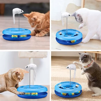 Funny Indoor Cats Interactive Kitten Roller Tracks with Spring Pet Toy