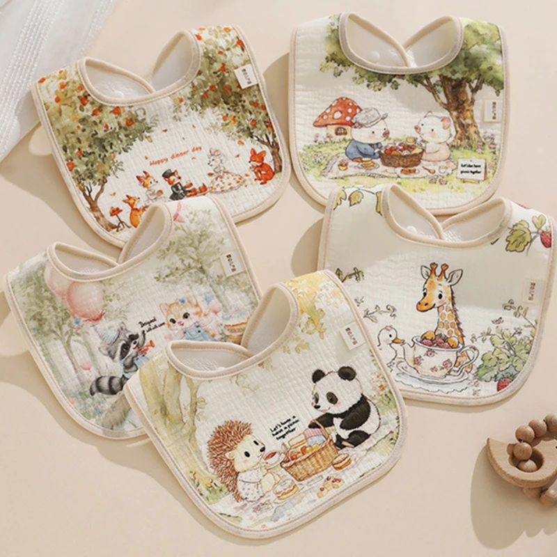 Babadores de algodão impermeáveis para bebé com estampas_voghion.com