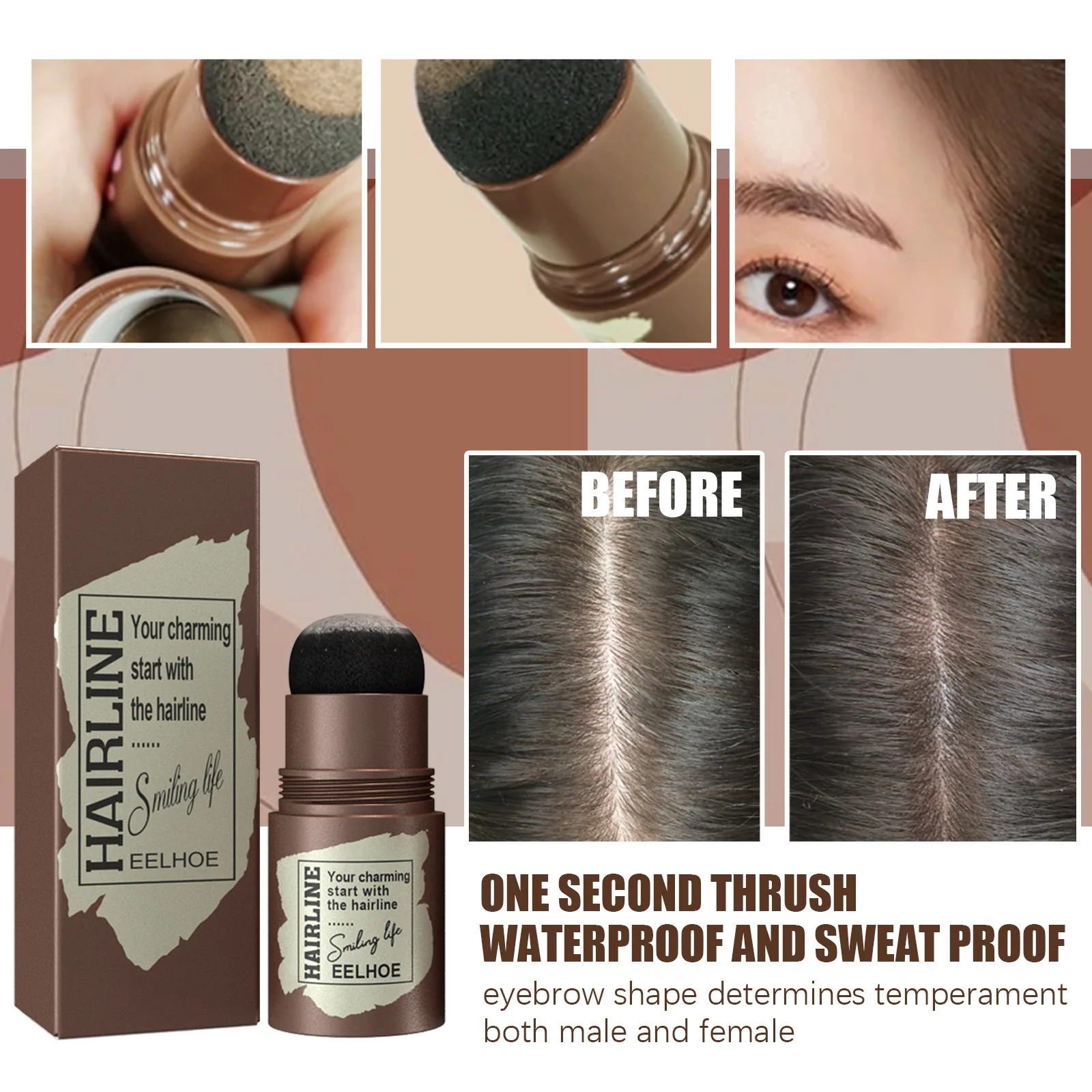 Eyebrow Powder Hairline Shadow Powder Eyebrow Stencil Kit Modified Hair Edge Filled Forehead Waterproof Long Lasting Cosmetics 5