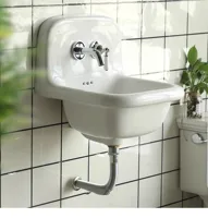 ชุดอ่างล้างหน้าติดผนัง ประกอบด้วยอ่างล้างหน้า ก๊อกน้ำ และท่อระบายน้ำ สีสันสดใสสำหรับห้องน้ำ ชุดอ่างล้างหน้าหลากสี 3