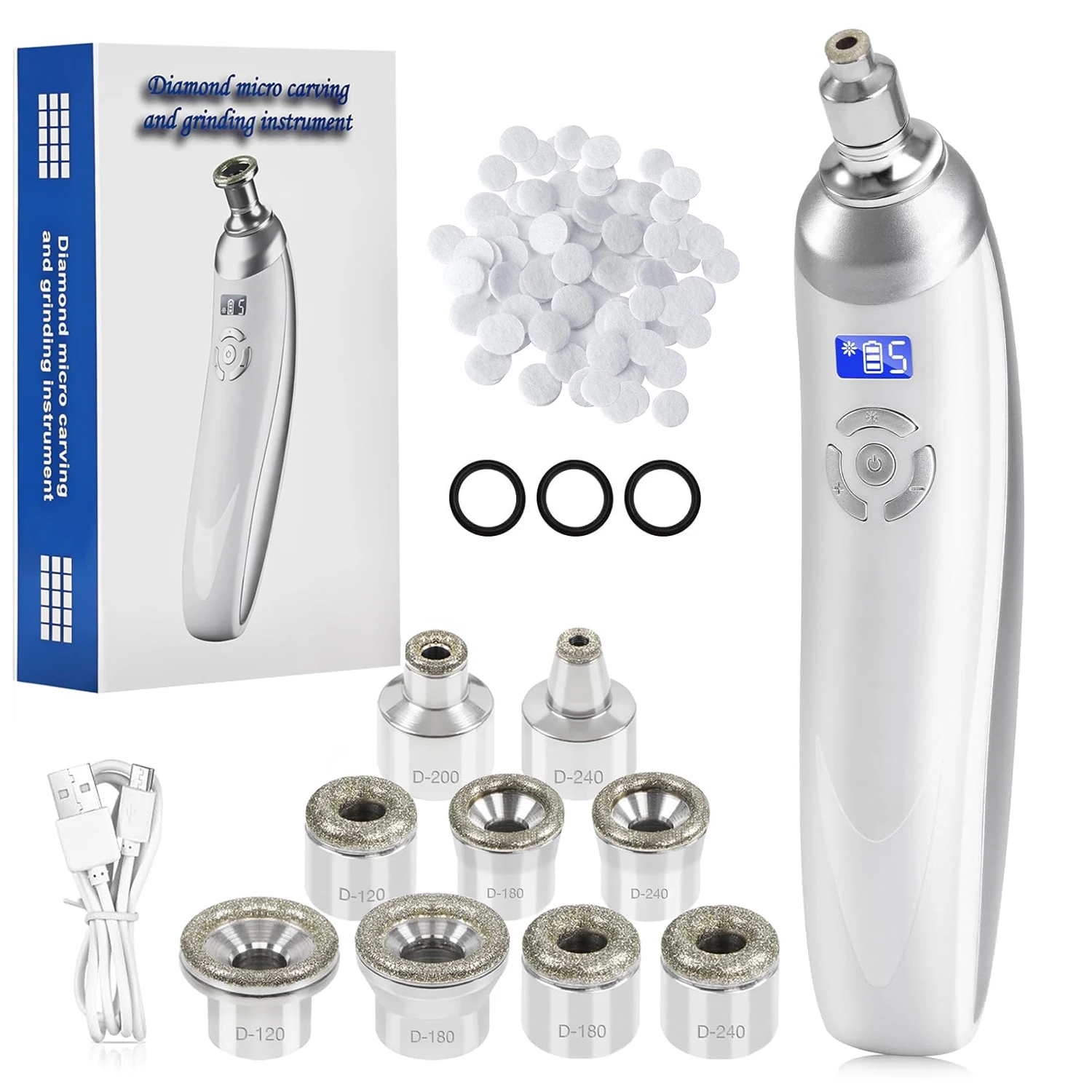 Portable Diamond Microdermabrasion Machine Facial Skin Care Blackhead Removal Beauty Device with Diamond Dermabrasion Tips 1
