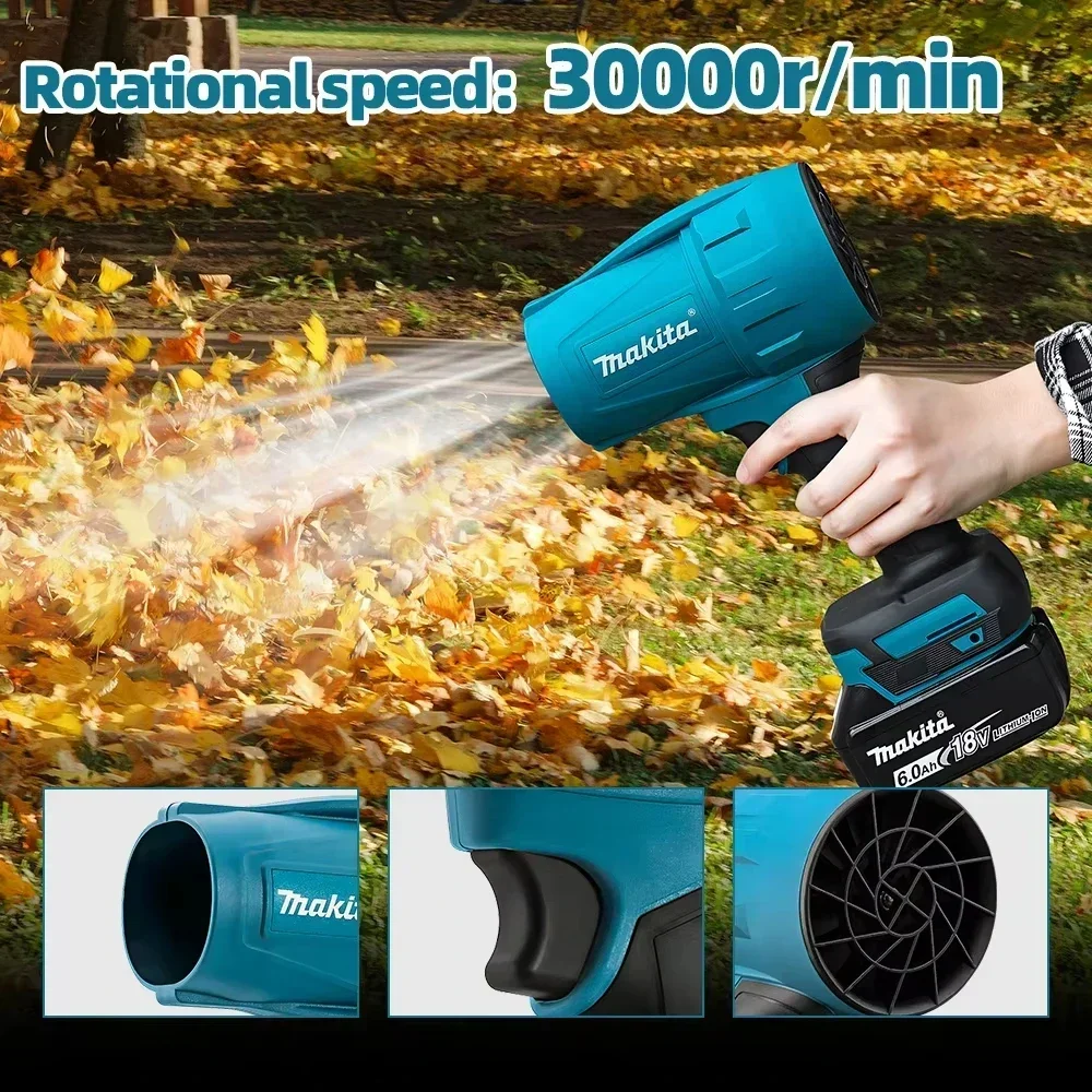 마키타 강력 블로워 터보 제트 30000RPM 팬 전동 에어 더스터 풍속 터보 충전식 라이트 포함 차량 청소 도구