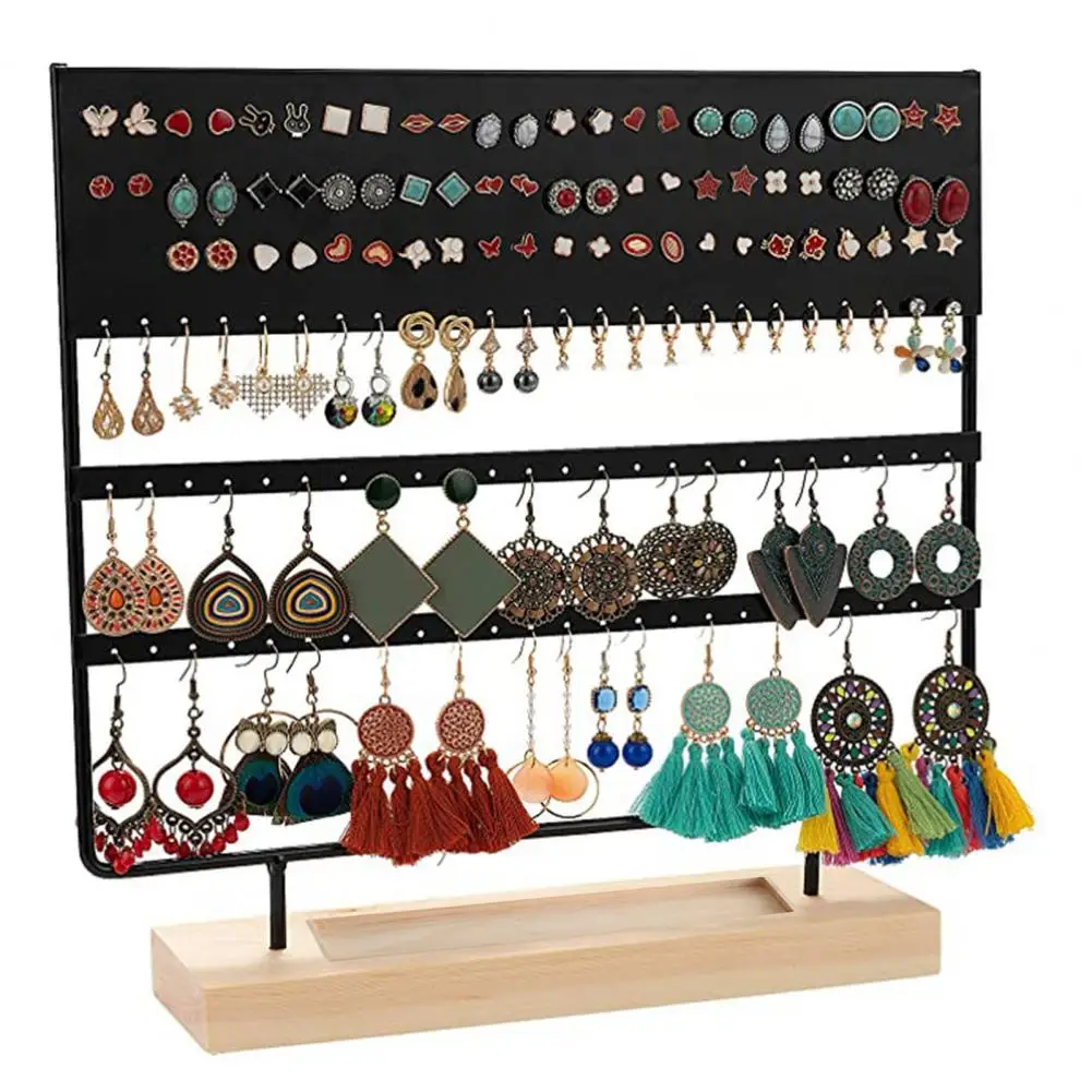 

4-Tier Large Capacity Earrings Organizer Stand Ear Stud Holder Earrings Rack Earring Tray and Holes Earrings Display