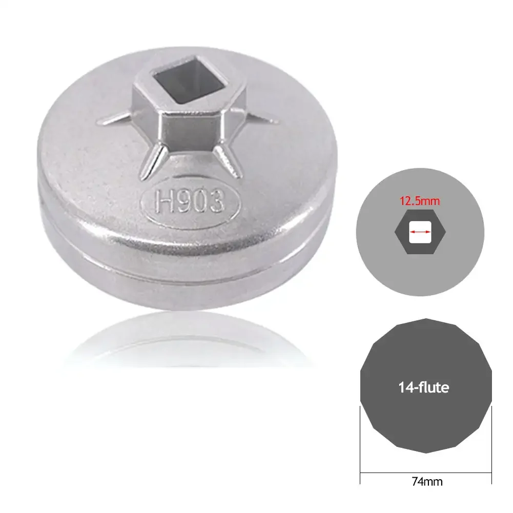 Oil Filter Wrench Replacement for Mercedes Benz 74mm 14 Flute Aluminum Oil Filter Wrench Socket Remover Tool Car Accessories
