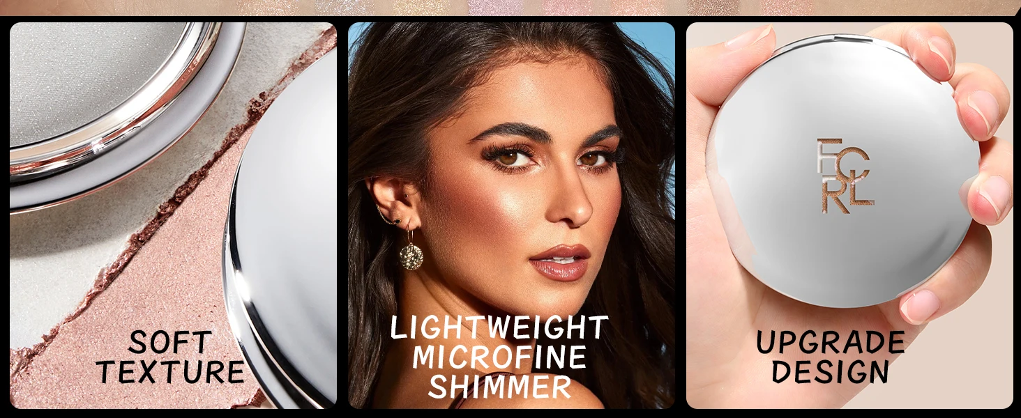 FOCALLURE Shimmer Face Bronzers Highlighter Palette Natural Brightening Pearlescent Pressed Powder Body Glitter Makeup Cosmetics