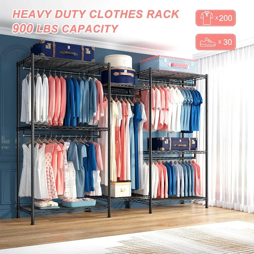 Clothes Rack Clothing Rack 900 LBS Clothing Racks for Hanging Clothes Heavy Duty Clothes Rack Freestanding Wardrobe Closet 3
