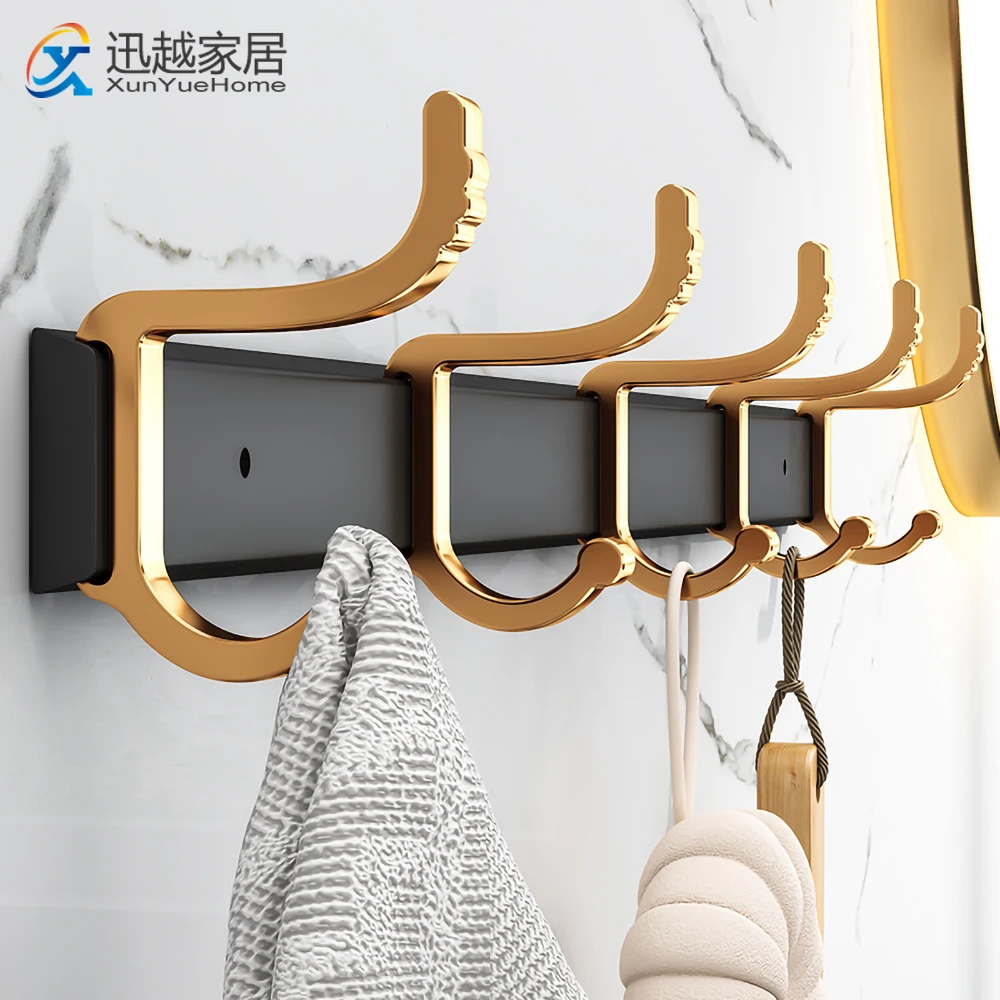 Coat Hanger Hook Towel Hooks 60cm Black Gold Aluminum Behind Door Wall  Shower Room Clothes Hanging Bathroom Kitchen Accessories - AliExpress