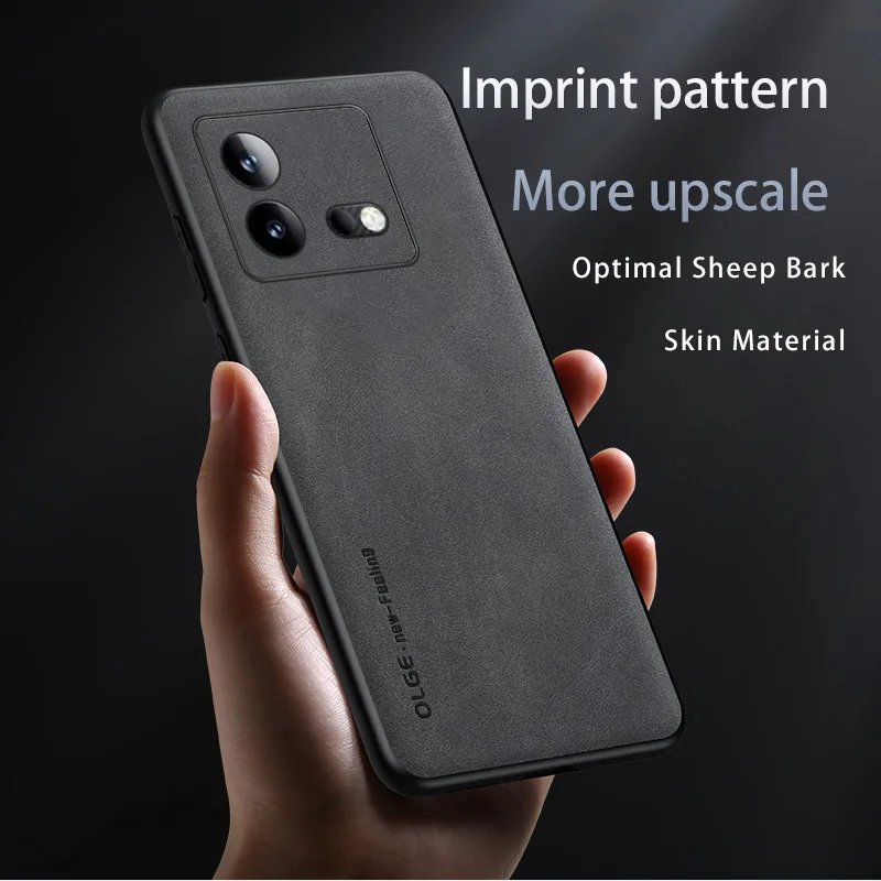 

Soft Sheepskin Leather Phone Case For iQOO 6 7 8 Phone Case For VIVO IQOO 10 11 Pro Back Cover