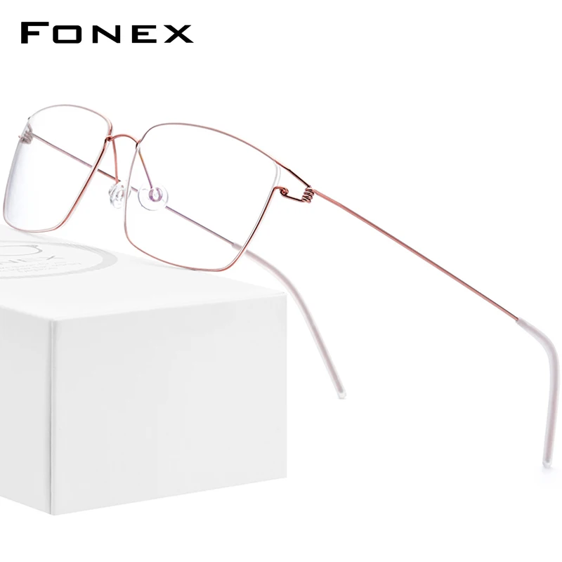 Фото Оправа для очков FONEX из сплава, мужские очки, новинка 2024, женские корейские Безвинтовые очки Morten 98624 №1
