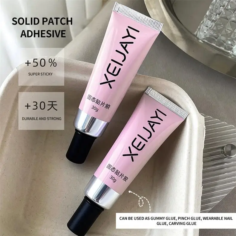 30g Solid Nail Glue For Fake Nails Long Lasting Clear Solid Nail Stick Gel Rhinestones Gems Glue Extension Gel nail glue