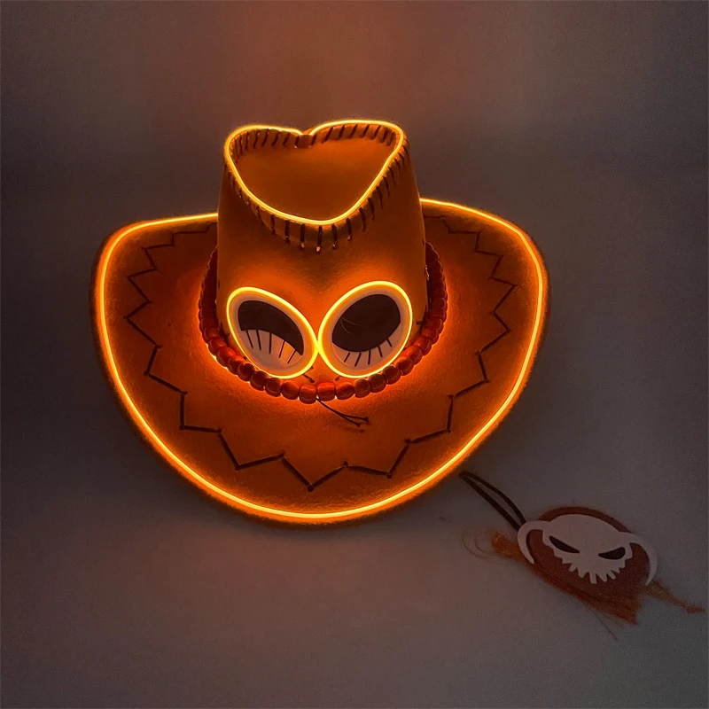 Anime-Inspired Orange Cosplay Hat with Funny Big Eyes – Perfect