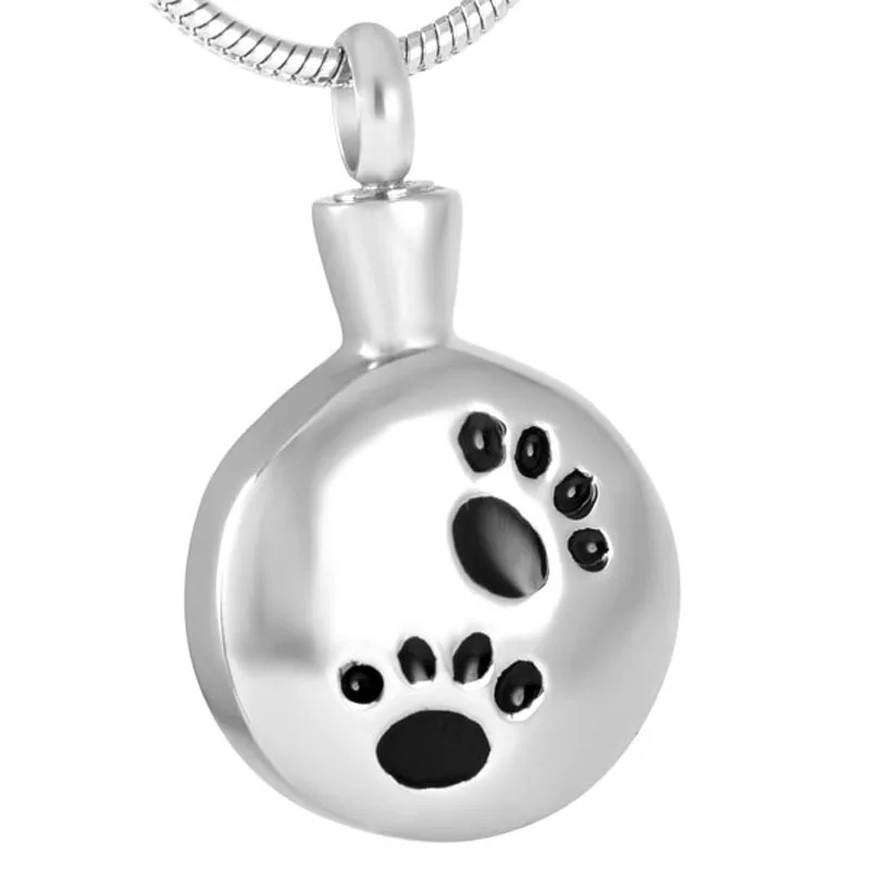 

Paw Print Pendant Necklace For Pet Dog Cat Ashes Memorial Customize Stainless Steel Jewelry Cremation Urn Necklaces