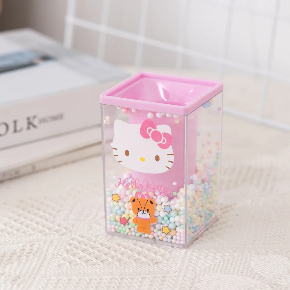 kawaii sanrio caneta suportes dos desenhos animados hellokitty melodia kuromi cinnamoroll desktop papelaria armazenamento caneta balde artigos de papelaria suprimentos