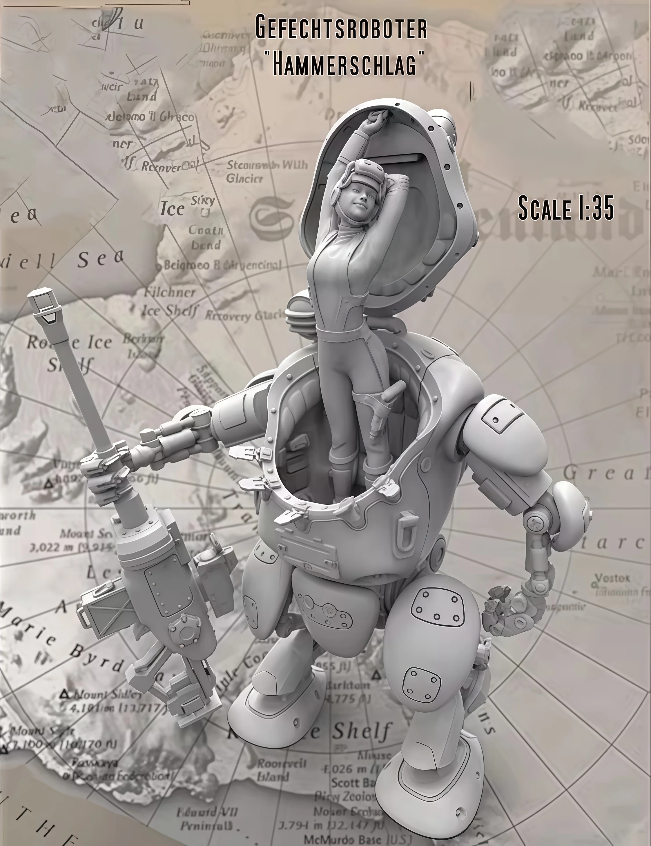 1/35 캐스트 레진 모델, 장면 모델 제작 기계 보병 및 여성 지휘관 Gk, 무색 모델