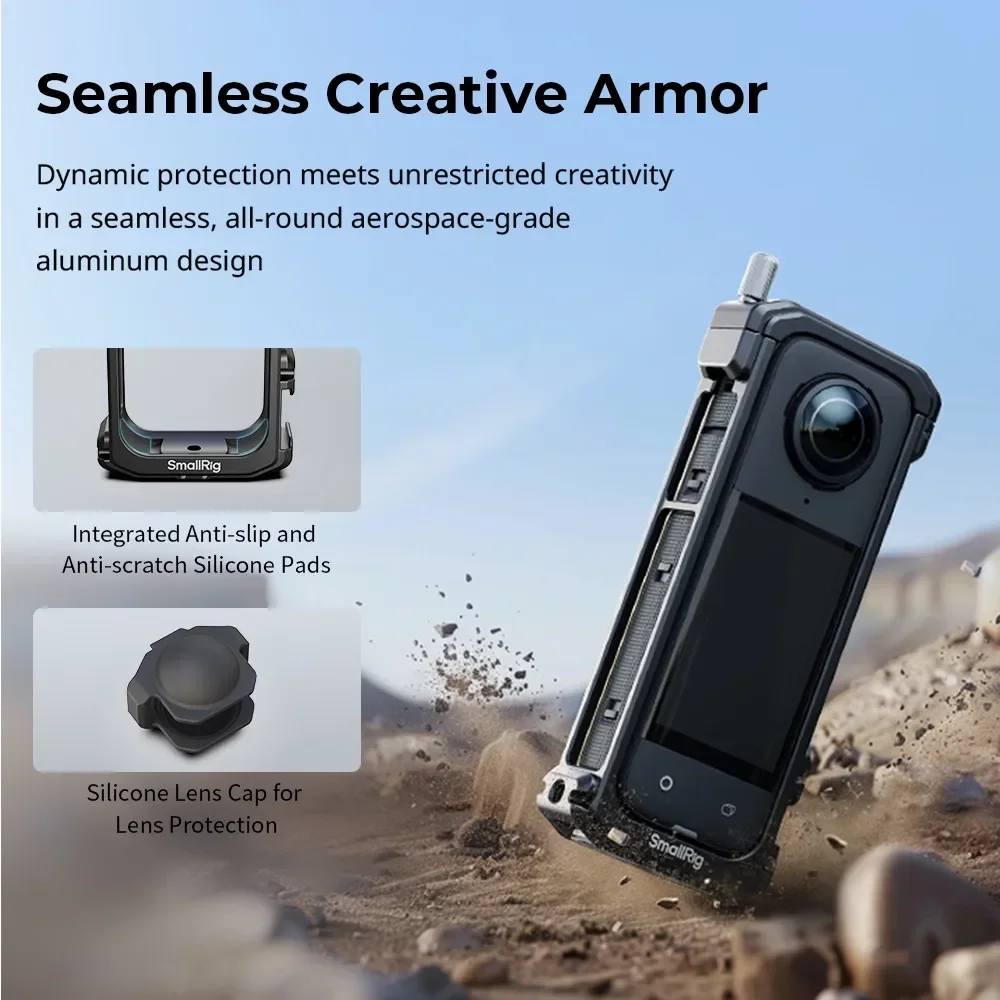 Camera Cage for Insta360 X4, With  1/4"-20 Anti-twist Thread Hole Cold Shoe Acti