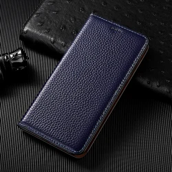 Luxury Genuine Leather Flip Wallet Cover Case - Premium Design for Magic 7 Pro (Blue)