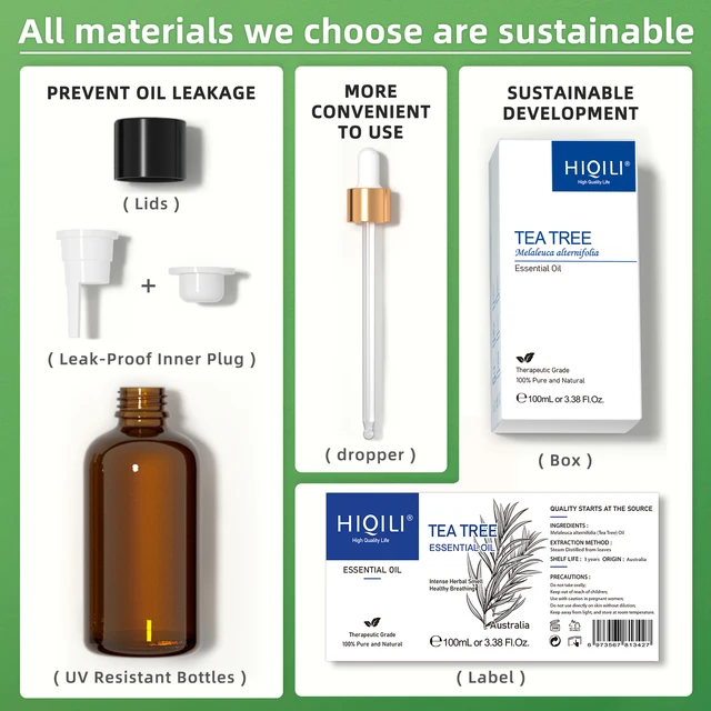 HIQILI 100ML Tea Tree Essential Oils for Diffuser Humidifier Aromatherapy Massage Aromatic Oil for Candles Making Soap Hair care - Image 4