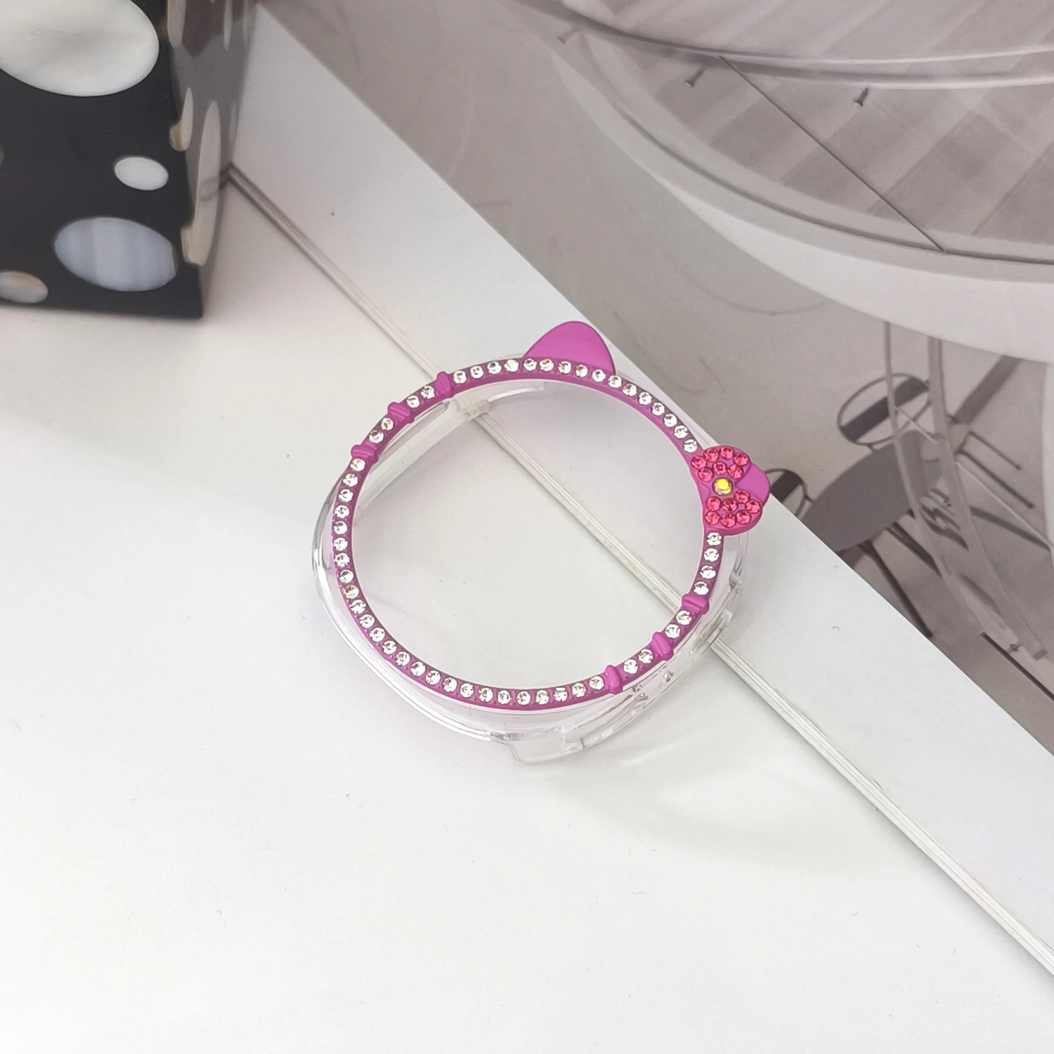 Niedliche, glänzende Diamant-Katzenohren (gedämpftes Brot in Katzenohrform), hohle Hülle für Samsung Galaxy Watch8 40 mm 44 mm PC-Schutzhülle – Detail 9