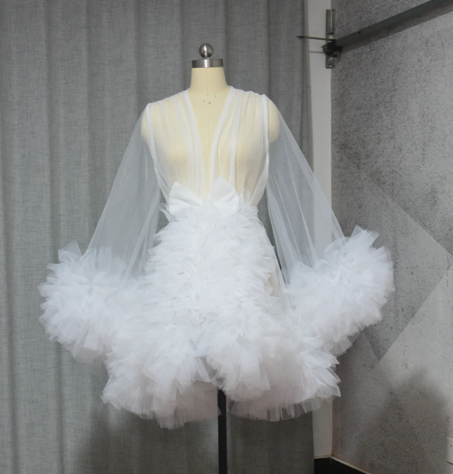 hot-Fashion-Stage-Party-Tulle-Ruffle-edge-short-long-sleeved-cape-cloak ...