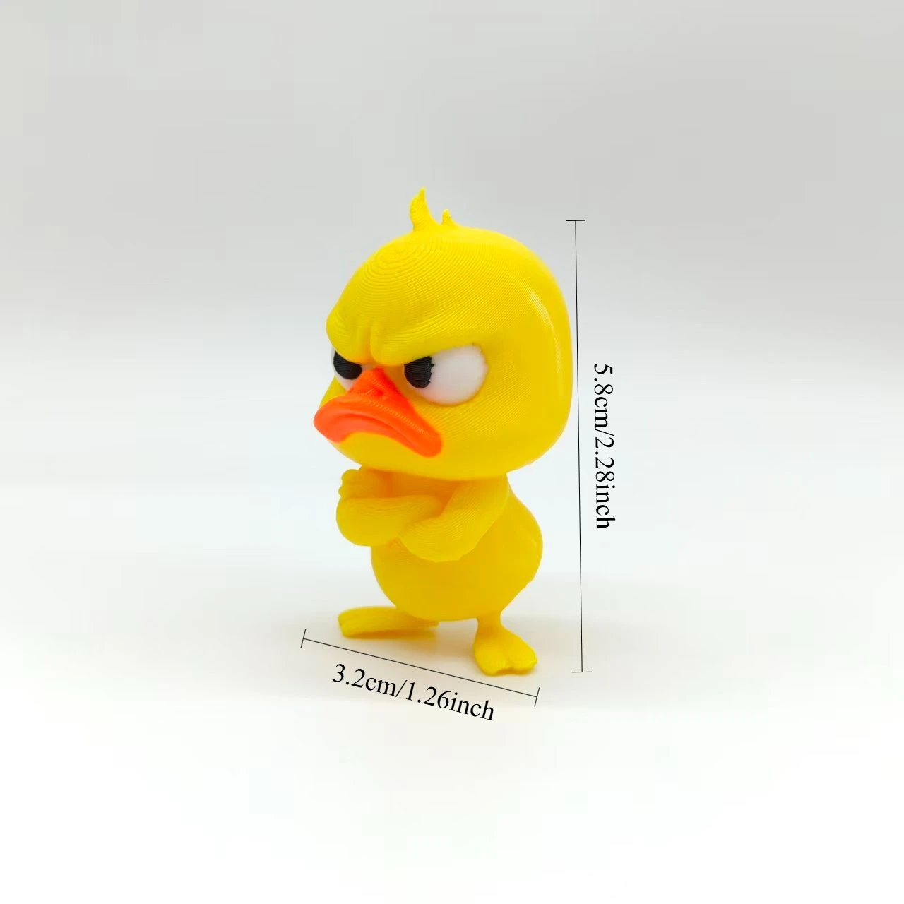 3D Printed Angry Yellow Duck Statue Funny Home Car Decor White Eyed Duck Model Figurines & Miniatures