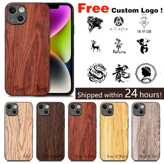 JASTER Free Custom Logo Natural Wood Phone Case For iPhone 15 Pro Max Wood Case for 15 pro MAX Lens Protection Case Design Name