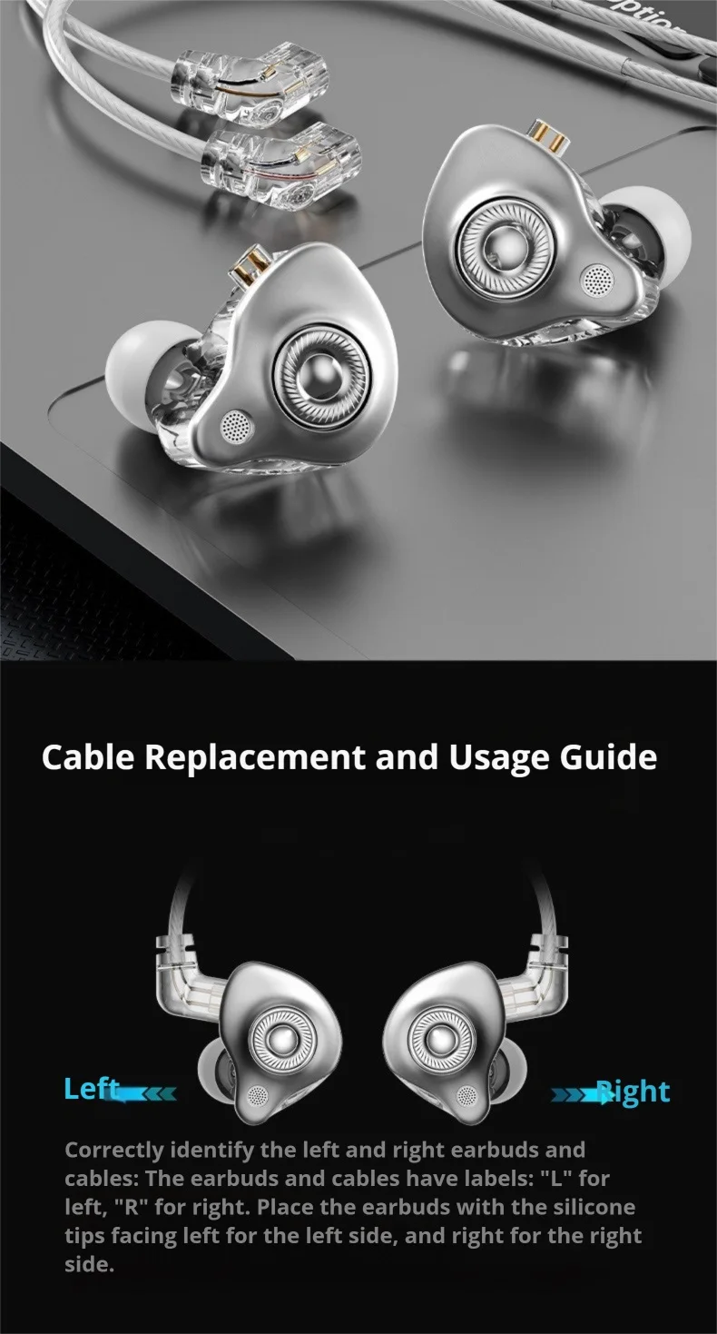 Écouteurs intra-auriculaires EARDECO HIFI 3,5 mm et USB-C avec câble détachable, pour le jeu et le sport, avec basses surround 9D._voghion.com