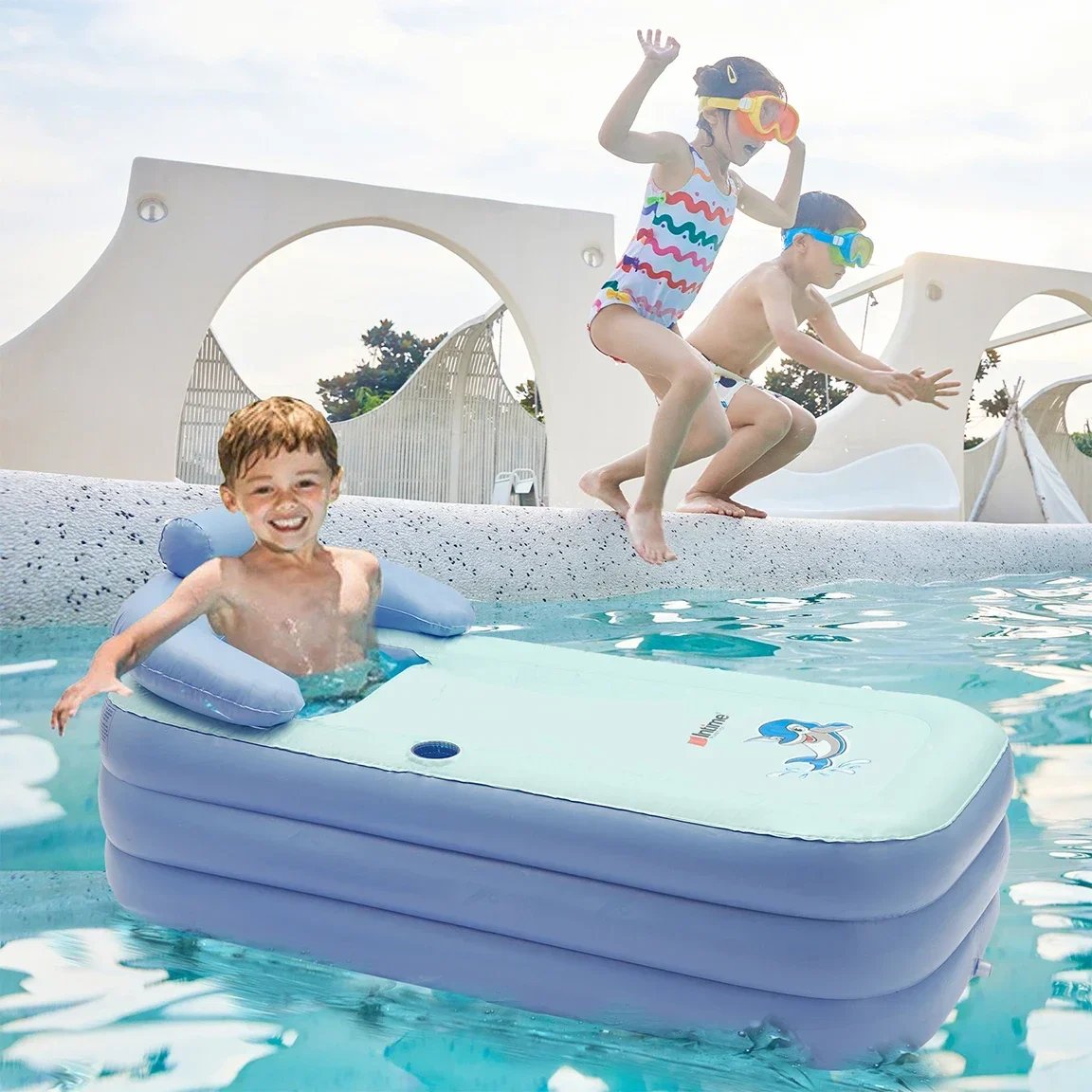 Aufblasbare Badewanne für Erwachsene, PVC-Pool, faltbare Badewanne mit Getränkehalter, Kissen, Abflussrohr für Erwachsene und Kinder, Spa-Badewanne 150 * 80 cm – Detail 1