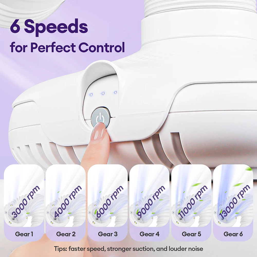 Brushless Nail Dust Collector 130W Strong Suction Vacuum Cleaner With Tube Elbow Manicure Fan Nail Dust Absorber For Nails Art