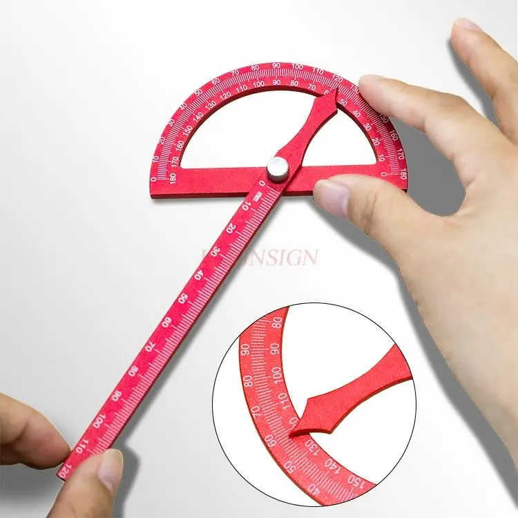 1pcs 목공 다기능 각도자, 고정밀 각도기, 범용 다기능 강철 자, 반원형