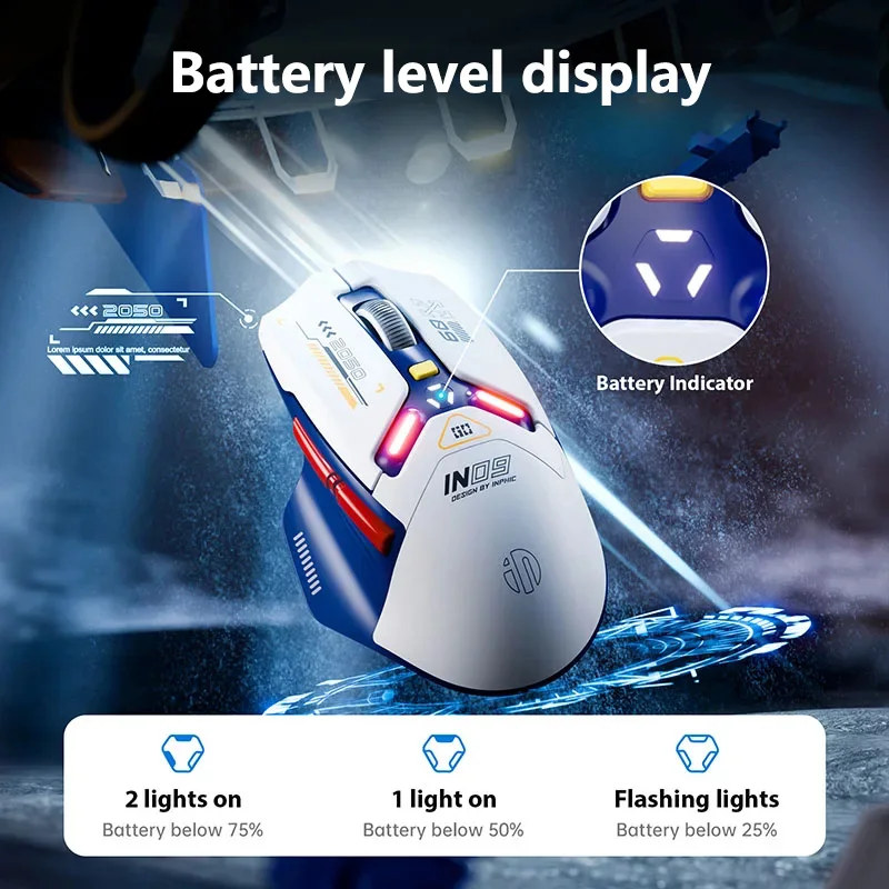 Gaming Mouse Inphic IN9 Wireless Gaming Mouse Rechargeable Bluetooth RGB Lighting Desktop