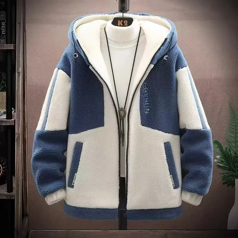 Male Jacket Coats Oversized 8XL Style Casual Fleece Coat Jackets Men Outerwear Lamb Wool Jacket Streetwears Winter Jacket Coats martine napa rose lamb fleece jacket asaprocky male duck same wool sweater coat blue printed cashmere men outwear vintage trend