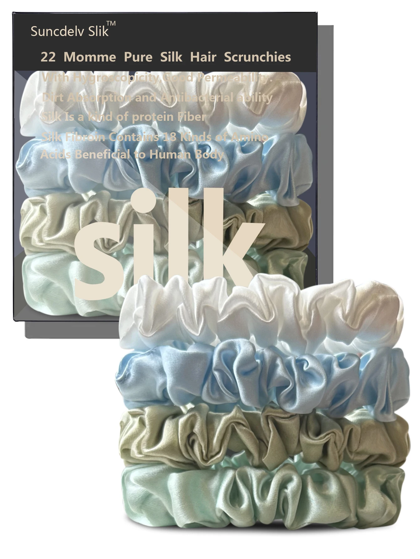 4 Stück 100 % reine Maulbeerseide, Haargummi, handgefertigte Haarbänder, Damen-Haar-Accessoires, reine Farbe, natürliche Haarspangen, Breite 2 cm – Detail 9