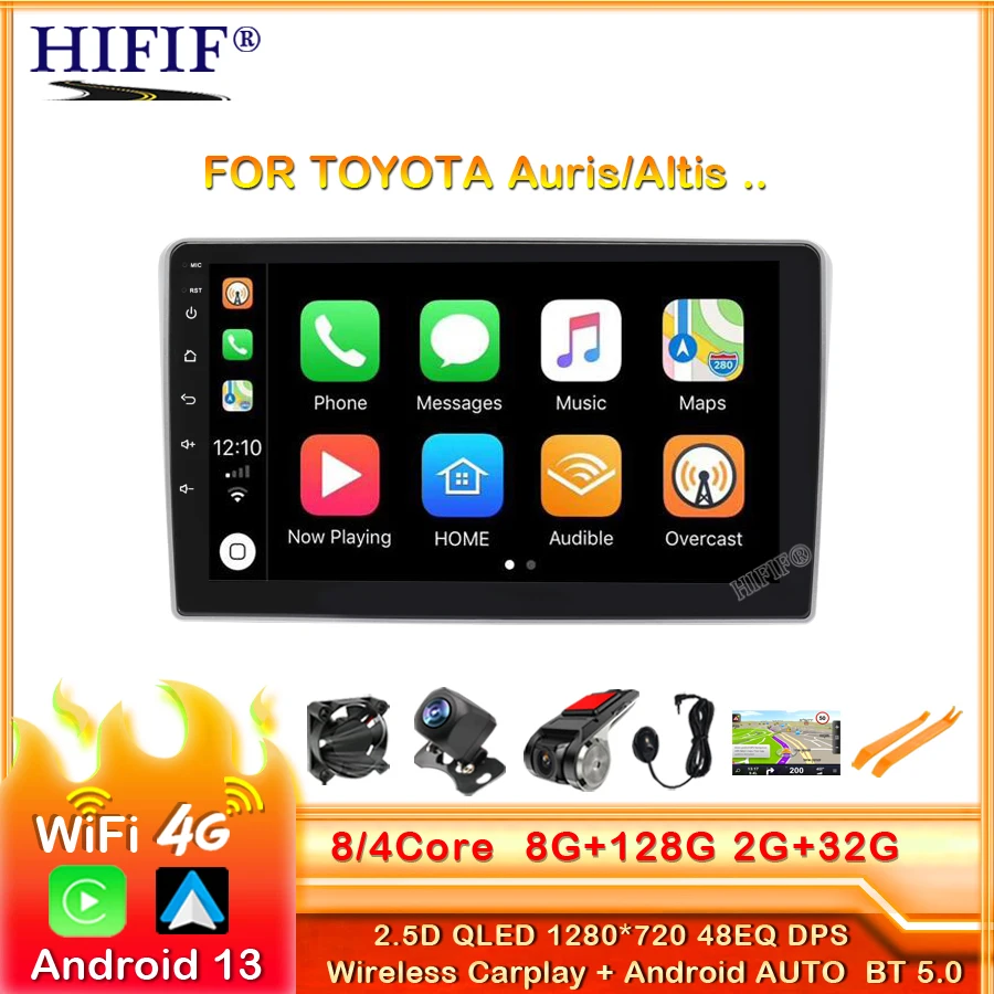 

Для TOYOTA Auris/Altis Android 13 AI Voice 8 Core 6 + 128G Gps WiFi 4G Радио Android автомобильный мультимедийный плеер охлаждающий вентилятор