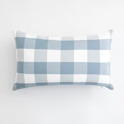 Light Blue Plaid Decorative Pillow Cover - Stylish Home Cushion (Style2 30x50cm 1PC)