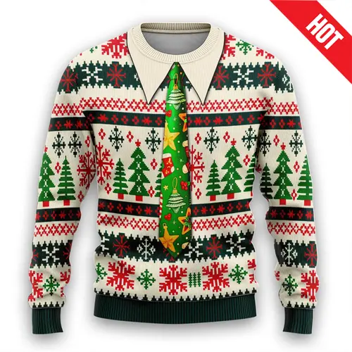 Men Women New Year Eve Xmas Sweatshirts Kid 3D Funny Suit Print Holiday Party Jumper Top Couples Pullover Ugly Christmas Sweater - Image 3