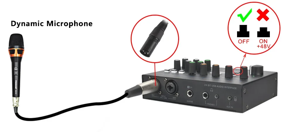 1 セット Upod プロフェッショナル外部サウンドカードマイク 48V USB 1 セット Upod プロフェッショナル外部サウンドカードマイク 48V