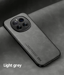 Luxury Leather Ultra Thin Car Magnetic Phone Cover for Honor Magic 8 (Light Gray)
