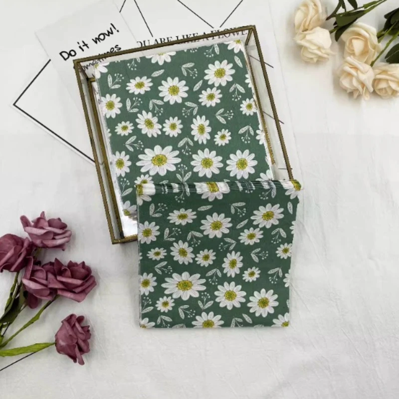 Colorful Printed Napkins Green Flowers Square Mouth Cloth Napkins Hotel Wedding Table Setting Flower Paper Disposable Placemats