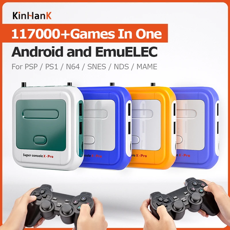 

KinHank Super Console X PRO Retro Video Game Console Built-in 110000 Games For PSP/PS1/N64/Dreamcast/NES 4K Android TV Game Box