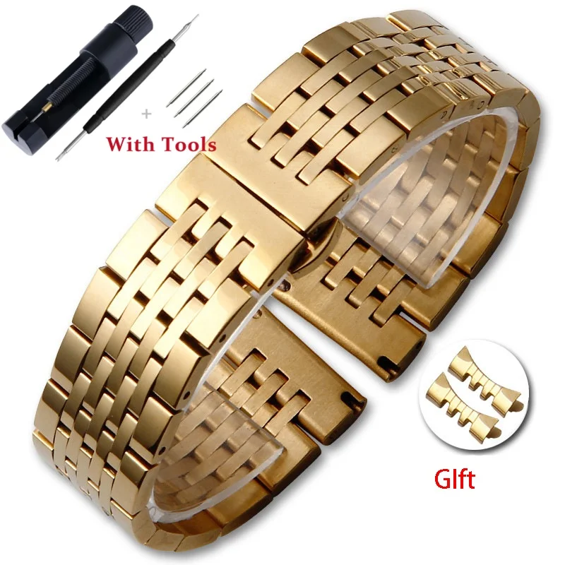 Premium Stainless Steel Watch Strap with Metal Butterfly Buckle - Waterproof Band Accessories