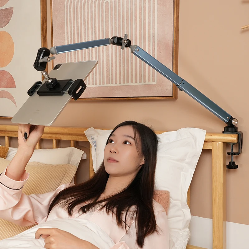 Suporte para Tablet Ajustável para Smartphone Braço Longo Retrátil Suporte Preguiçoso para Ipad 360 Graus a 129