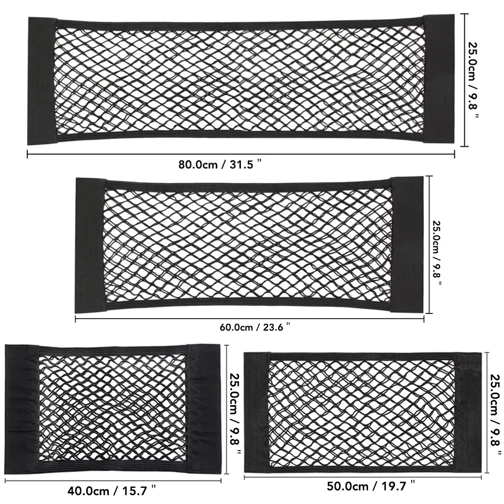 Car Back Rear Mesh Trunk Seat Elastic String Net Universal Storage Bag Pocket Cage Auto Organizer Seat Back Bag 1Pc
