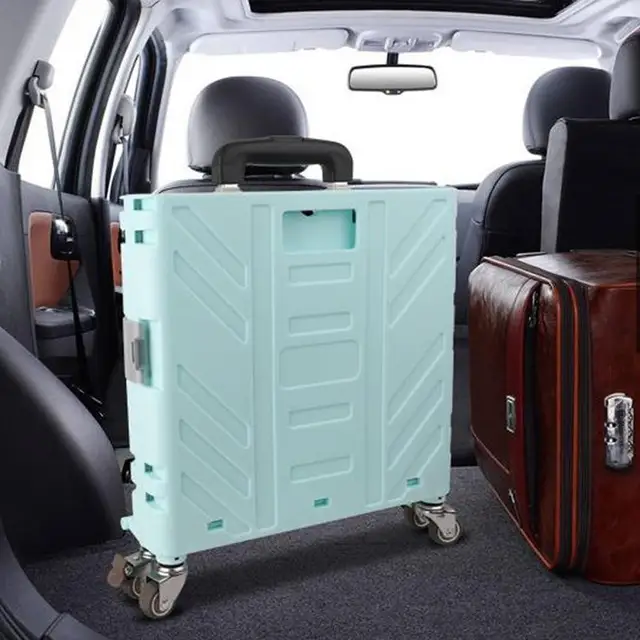 Összecsukható Gördülő Kosár Hordozható Bevásárló Láda Közüzemi Bevásárlókosár Utazási Vásárláshoz Mozgó Tárolóhasználat - Image 3