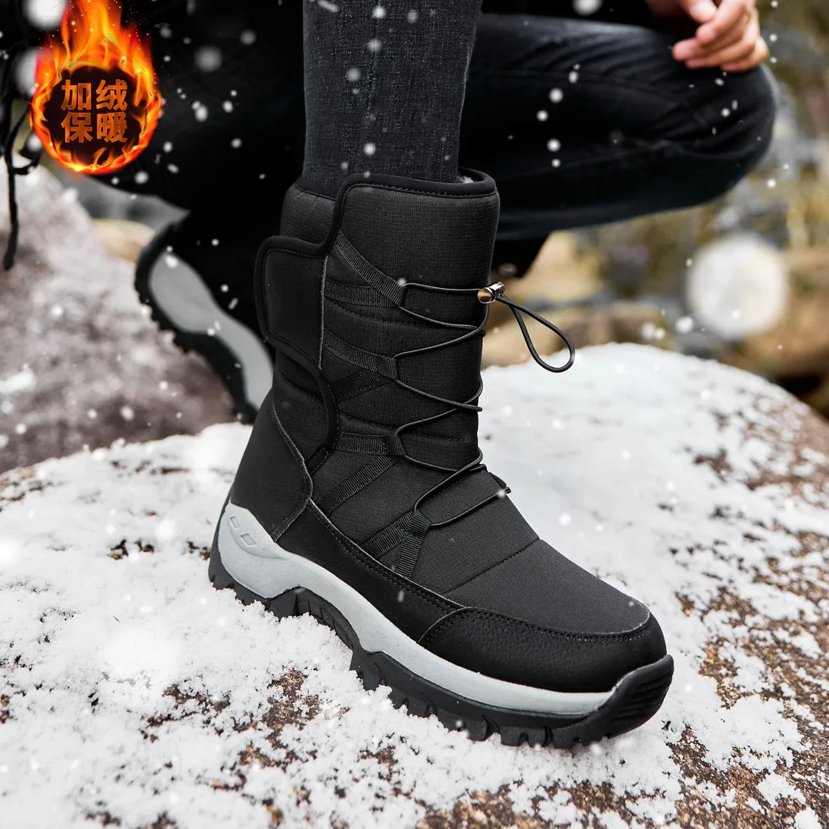 Winter Women Ankle Boots Keep Warm Women's Snow Boots Outdoor Slip on Platform Women's Hiking  Thickened Plush Women