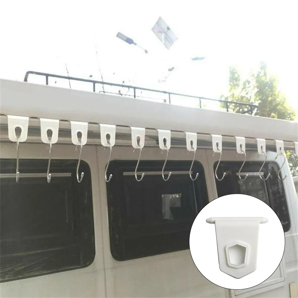 

Outdoor Caravans Hook Racks White 10X Awning Clothes Hooks Easy To Install For RV Camper Caravan High Quality Party