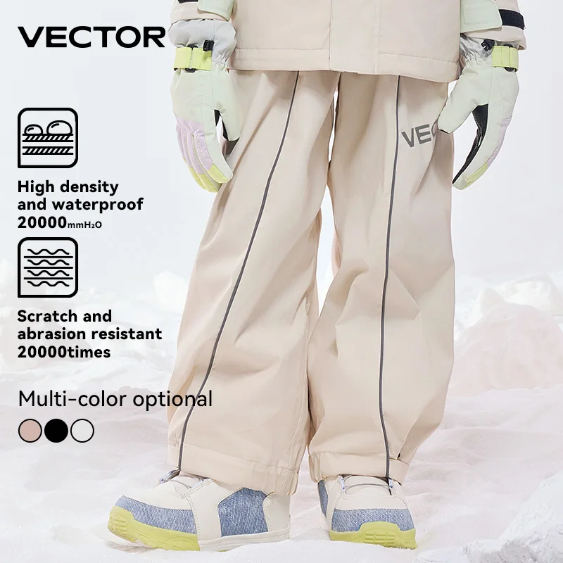 VECTOR Children Wide Ski Pants for Boys Girls Outdoor High Quality Windproof Waterproof Warm Snow Trousers Winter Ski Snowboard